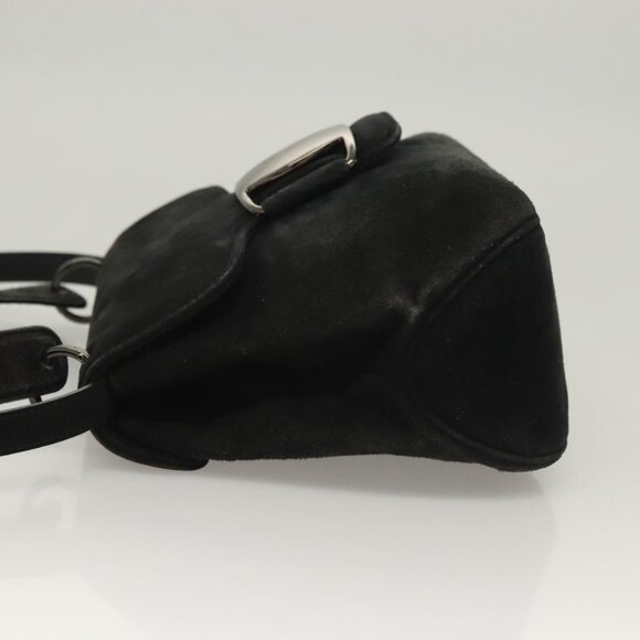 Salvatore Ferragamo Hand Bag Suede Black Silver Auth - Picture 13 of 16